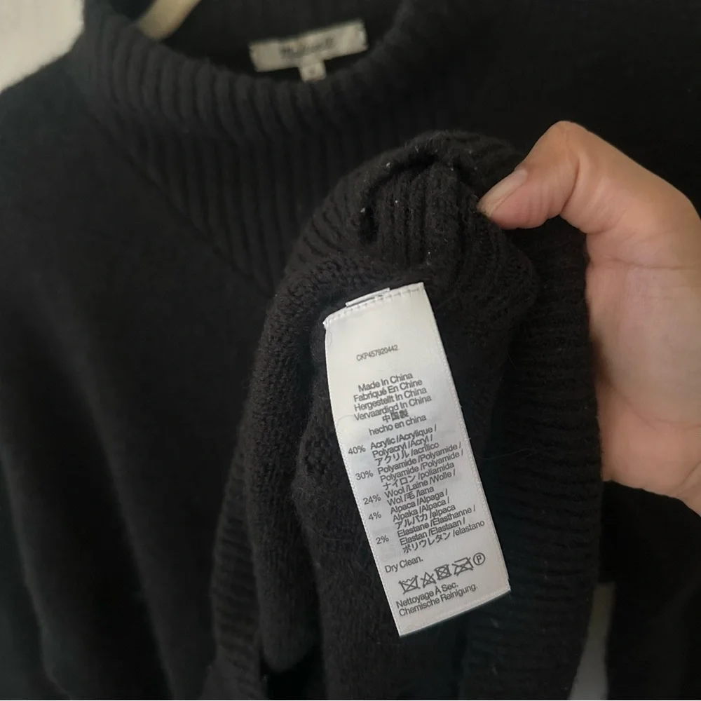 Madewell Dillon Mockneck Pullover Sweater Wool Black size Small